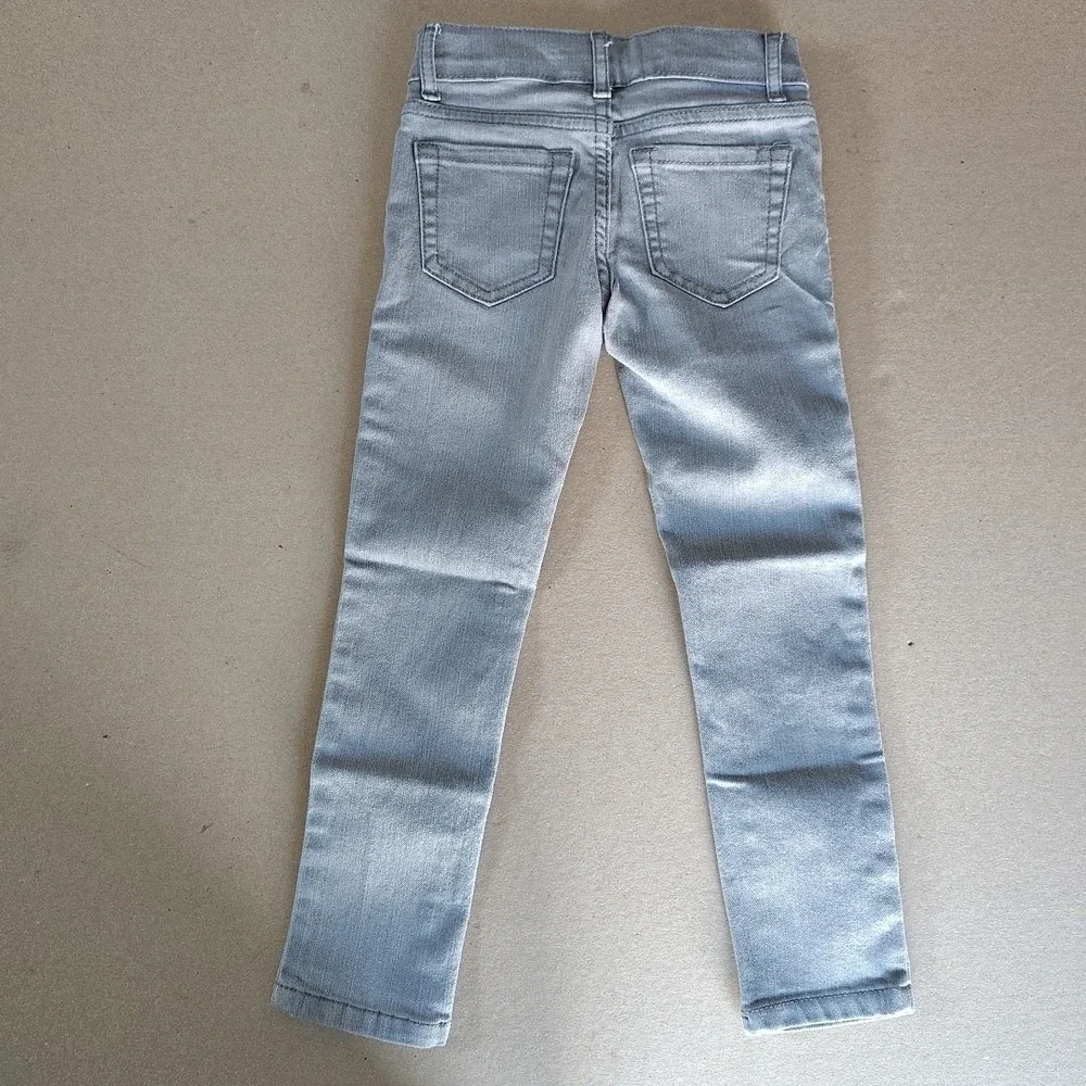 Girls Childrens Place Super‎ Skinny Jeans Size 5 Slim Adjustable Waist Gray Zip